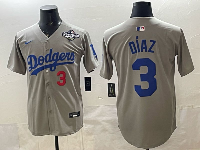Men 2026 Los Angeles Dodgers #3 Diaz Grey Game Nike MLB Jersey style 008->los angeles dodgers->MLB Jersey